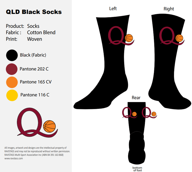 ADFBA QLD Black Socks