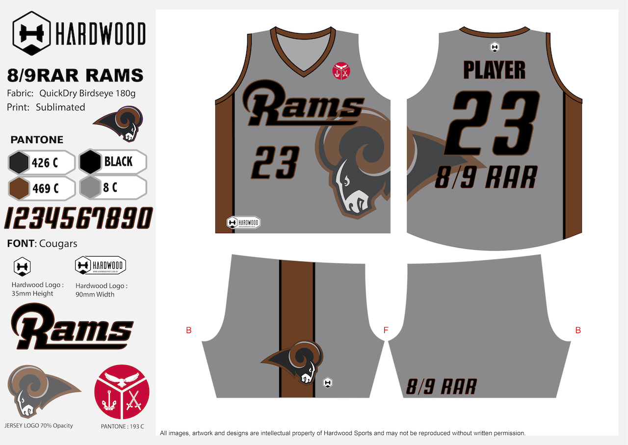 8/9 RAR Army Rams Basketball Uniform Set