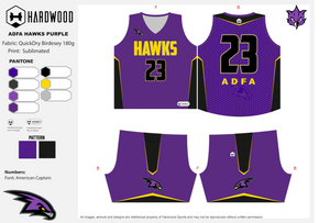 ADFA Hawks Basketball Purple Uniform Set