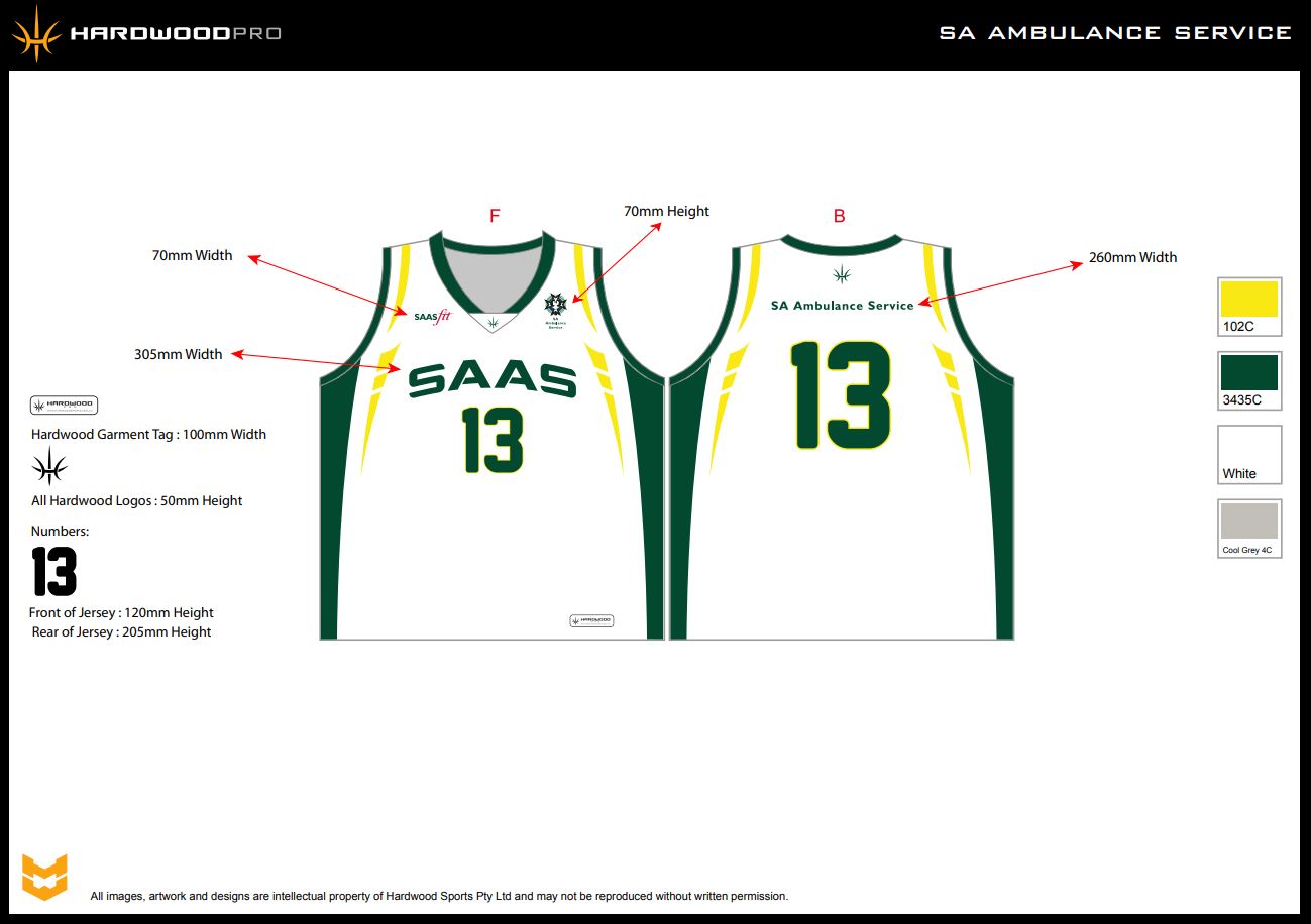 SA Ambulance Service (SAAS) Basketball Jersey