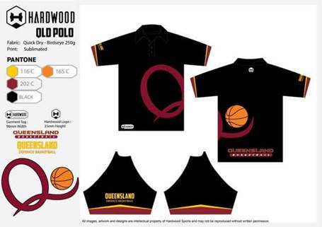 ADFBA QLD Basketball Polo Shirt (Black Shirt)